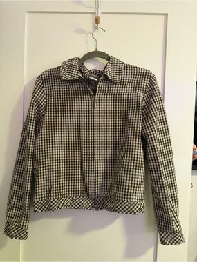 Women's Black and White Gingham Bomber Jacket